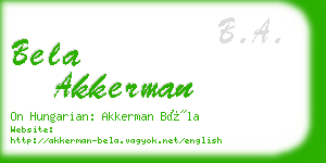 bela akkerman business card